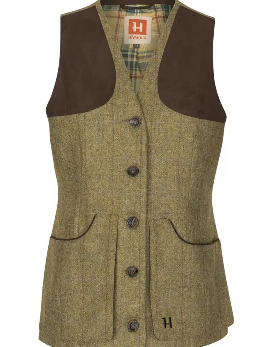 Women Harkila Jura Tweed Shooting Waistcoat - Womens - Olive