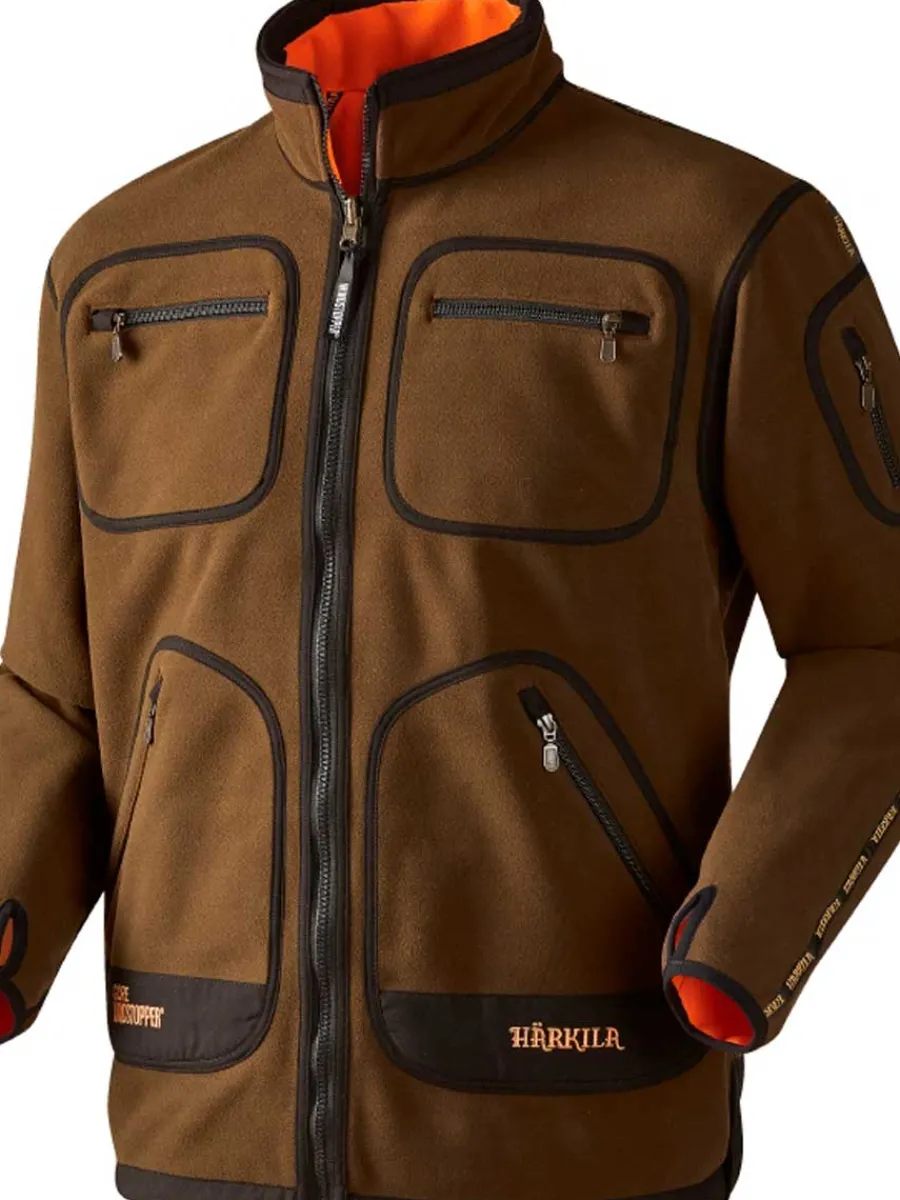 Harkila Kamko Fleece - Mens Reversible Windstopper - Hunting Green/Ora