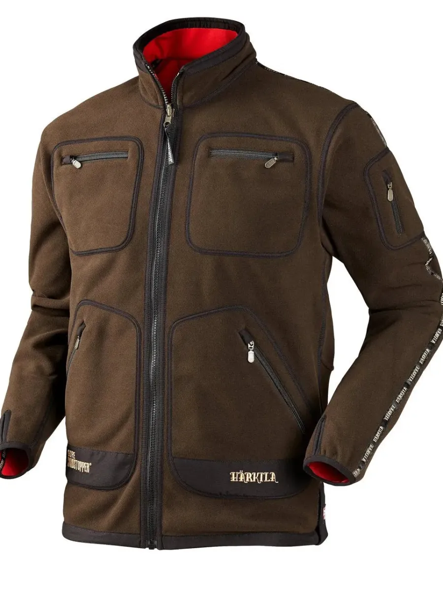 Harkila Kamko Fleece - Mens Reversible Windstopper - Brown / Red