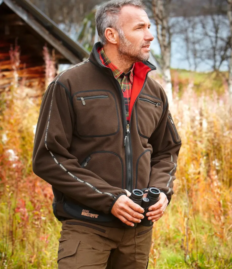 Harkila Kamko Fleece - Mens Reversible Windstopper - Brown / Red