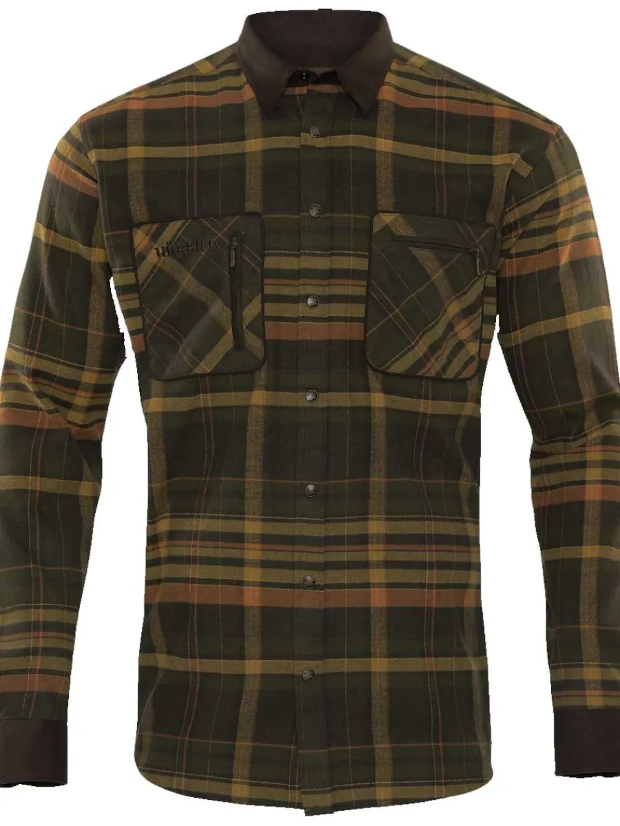 Harkila Pajala Shirt - Mens Brushed Cotton - Green/Brown Check