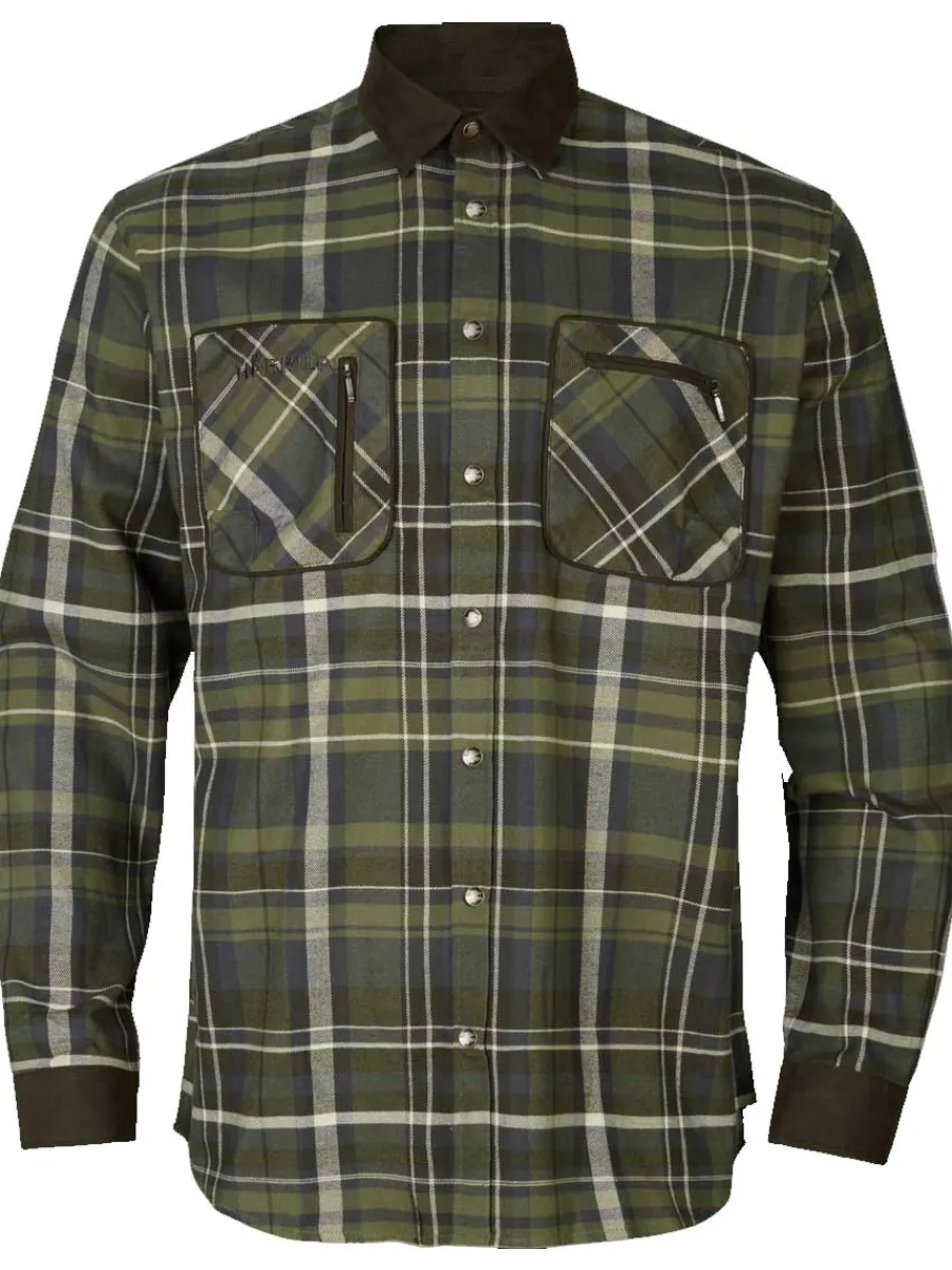 Harkila Pajala Shirt - Mens Brushed Cotton - Olive Check