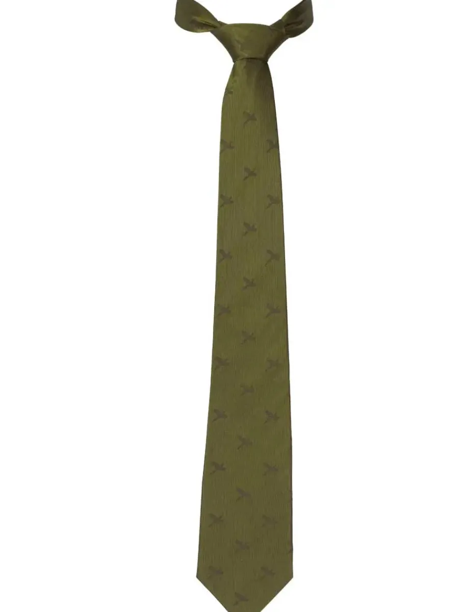 Women Harkila Retrieve Pheasant Silk Country Tie - Olive Green