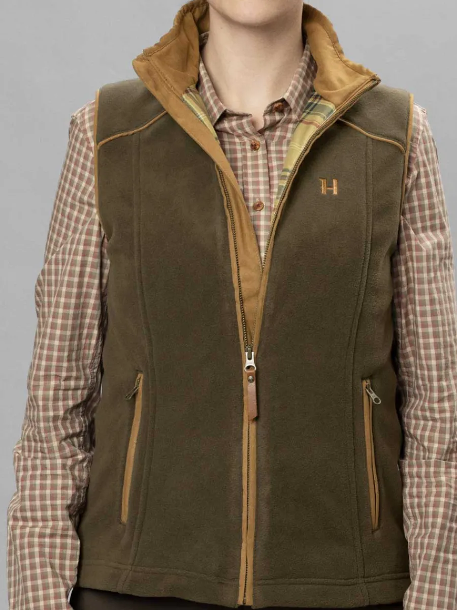 harkila_sandhem__fleece_g_3-4.webp Women Harkila Sandhem 200 Fleece Gilet - Women's - Willow Green