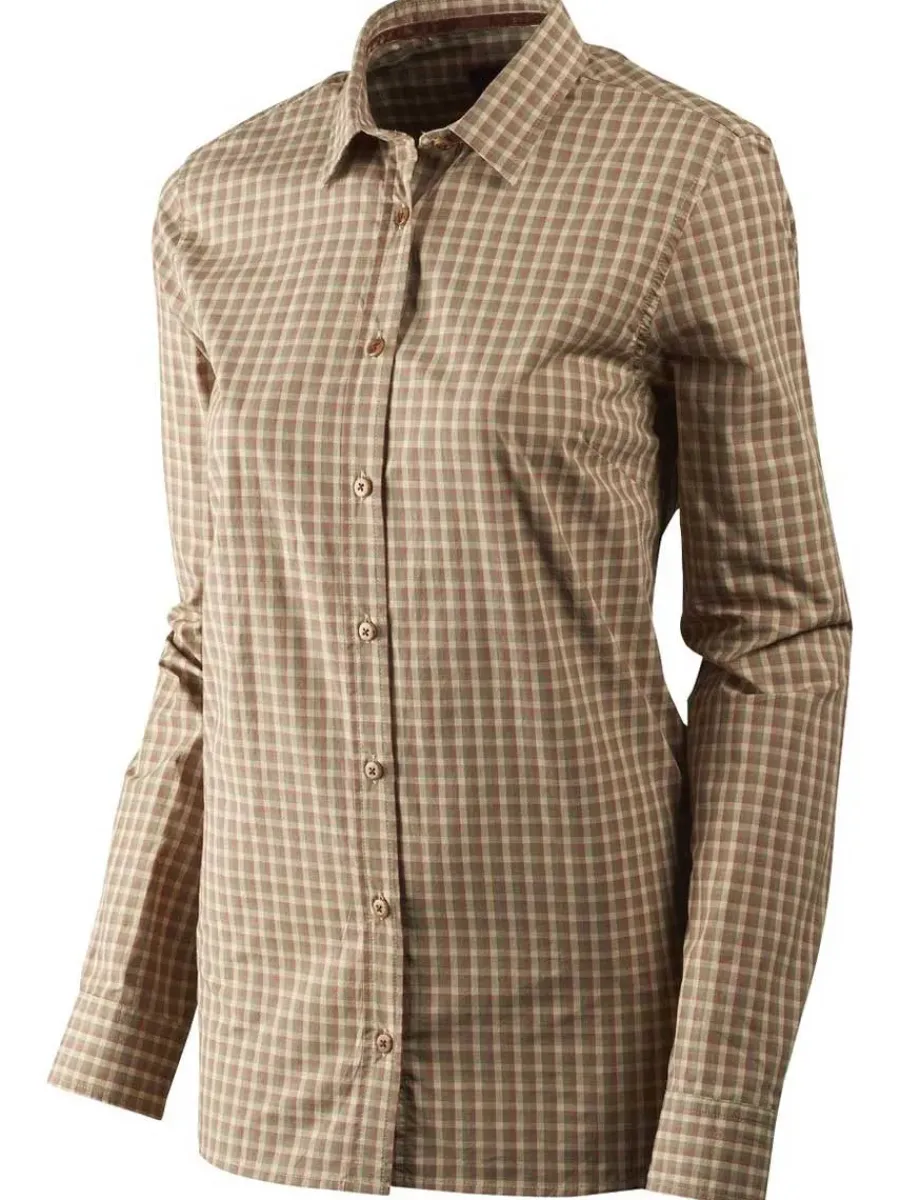 Women Harkila Shirt - Ladies Selja Cotton - Moonlight Rose Check