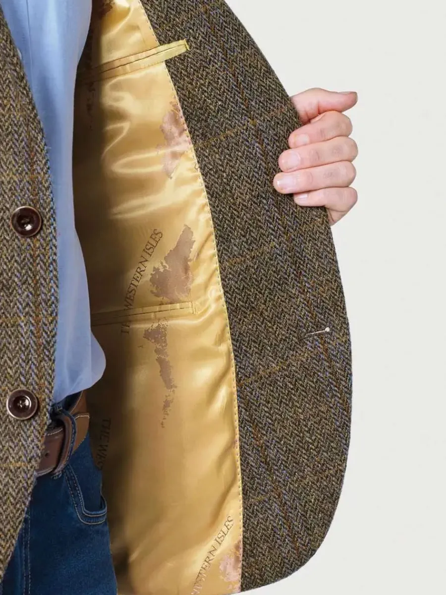 Harris Tweed Sumburgh Jacket - Mens - Mid-Brown with Check