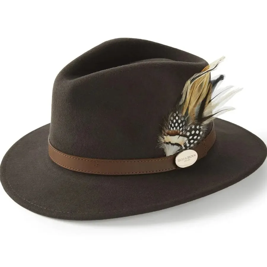 Women Hicks and Brown HICKS & BROWN Ladies Suffolk Fedora Hat - Guinea and Pheasant Feather