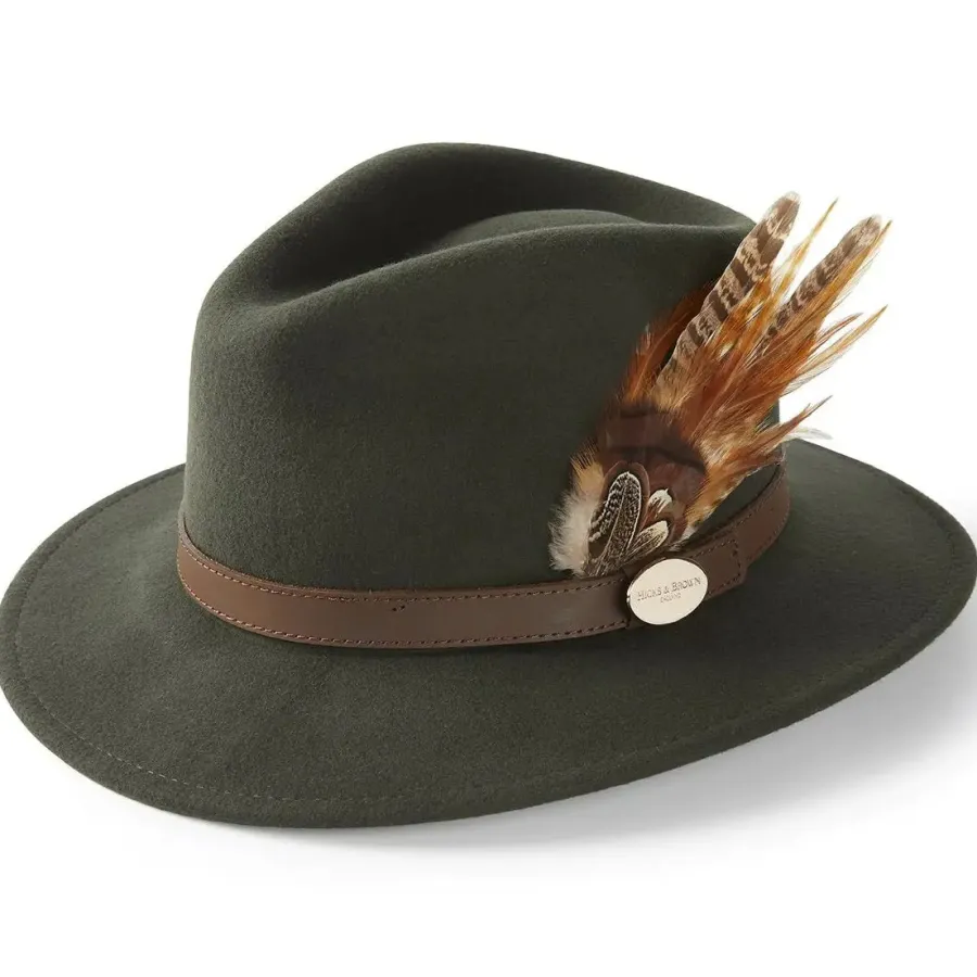 Women Hicks and Brown HICKS & BROWN Ladies Suffolk Fedora Hat - Gamebird Feather -