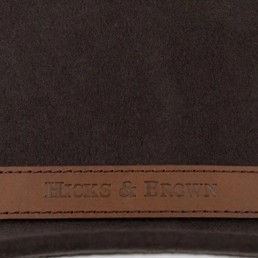 hicks_amp_brown_ladies_su_4.webp Women Hicks and Brown HICKS & BROWN Ladies Suffolk Fedora Hat - Gamebird Feather - Dark Brow