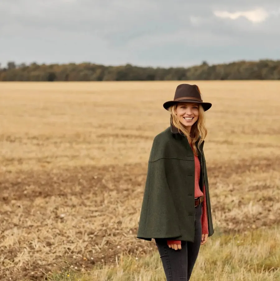 hicks_amp_brown_ladies_su_7.webp Women Hicks and Brown HICKS & BROWN Ladies Suffolk Fedora Hat - Gamebird Feather - Dark Brow