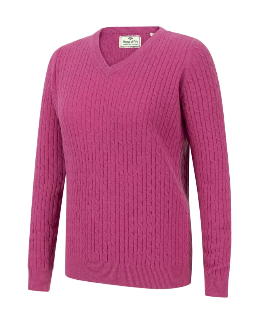 Women Hoggs of Fife - Lauder Cable Pullover - Women's - Cerise
