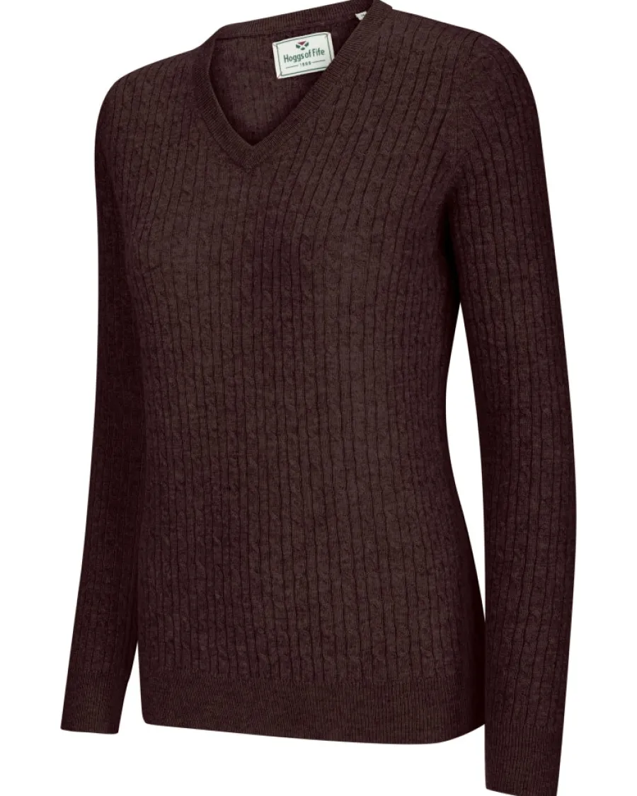 Women Hoggs of Fife - Lauder Cable Pullover - Women's - Redwood