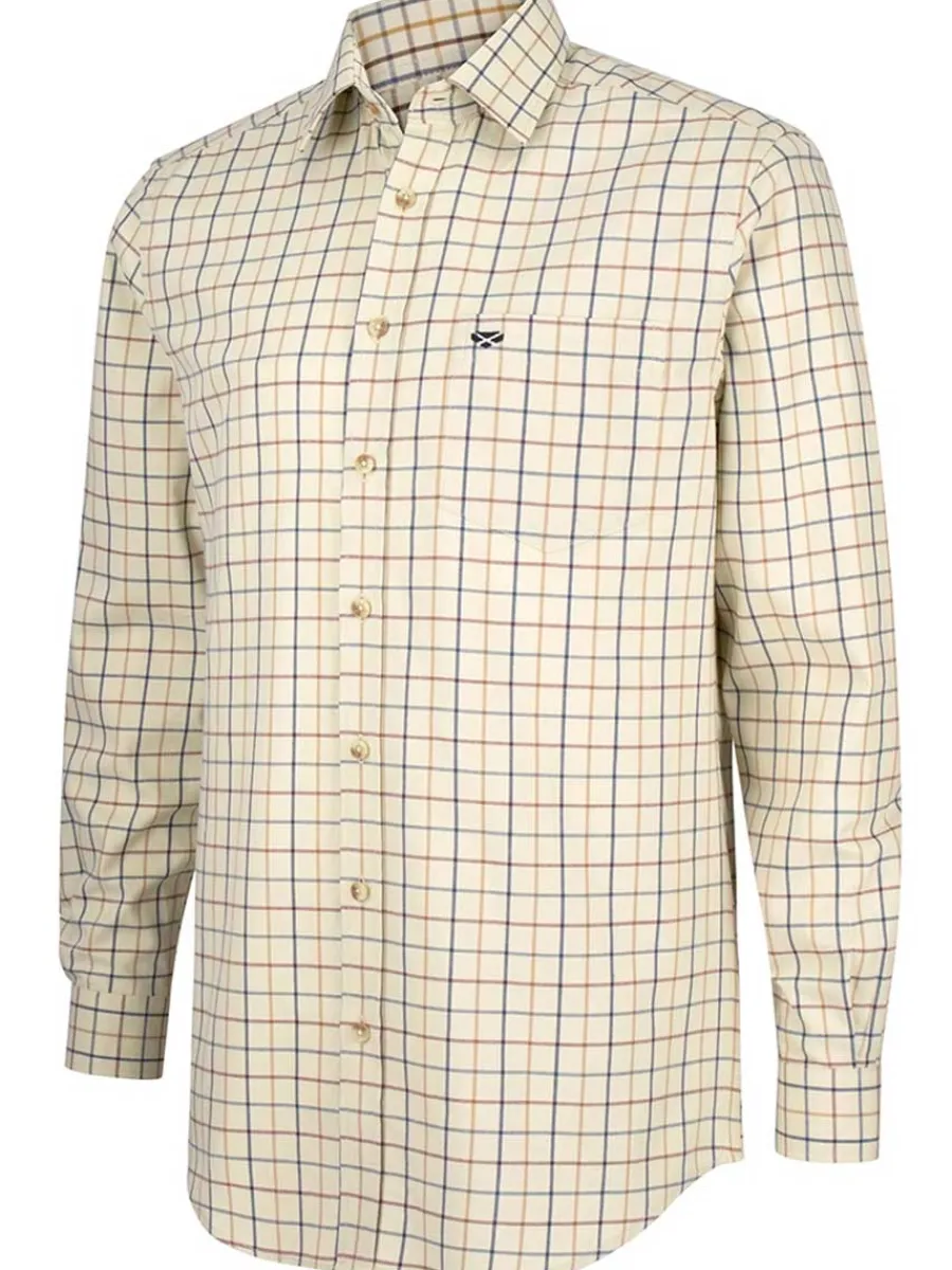 Hoggs of Fife Ambassador Premier Tattersall Shirt - Mens - Ivory & Nav