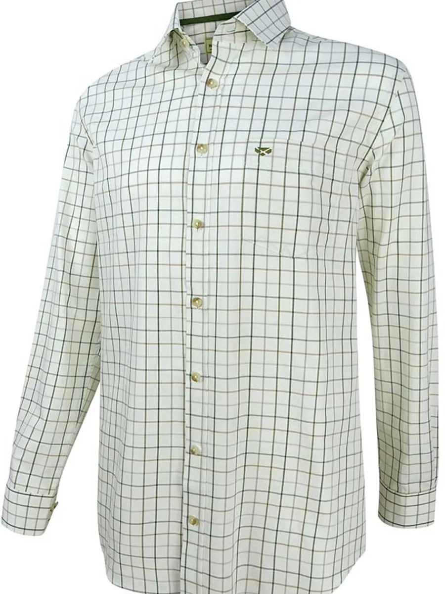 Hoggs of Fife Balmoral Luxury Tattersall Shirt - Mens - Green & Brown