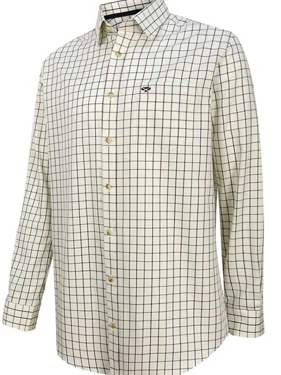 Hoggs of Fife Balmoral Luxury Tattersall Shirt - Mens - Navy & Wine Ch