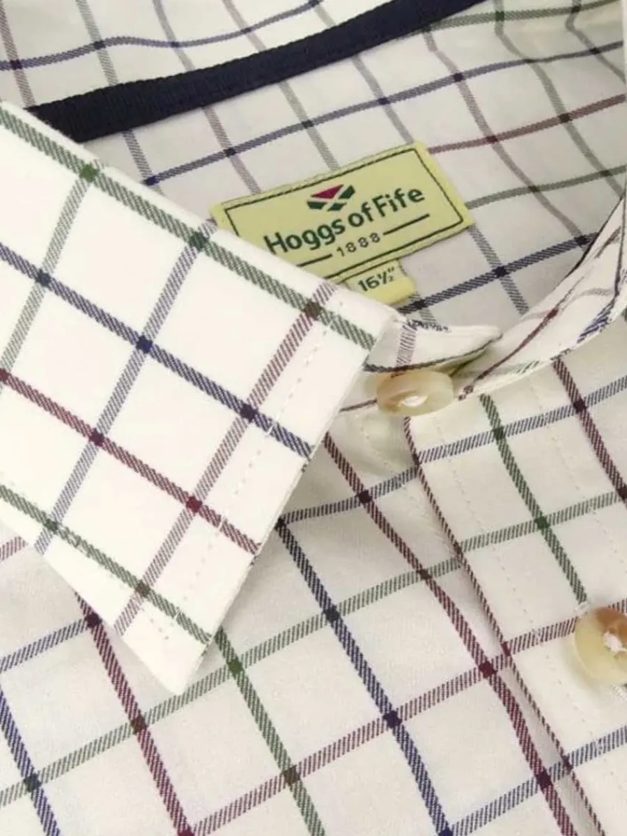 hoggs_of_fife_balmoral_lu_1.webp Hoggs of Fife Balmoral Luxury Tattersall Shirt - Mens - Navy & Wine Ch
