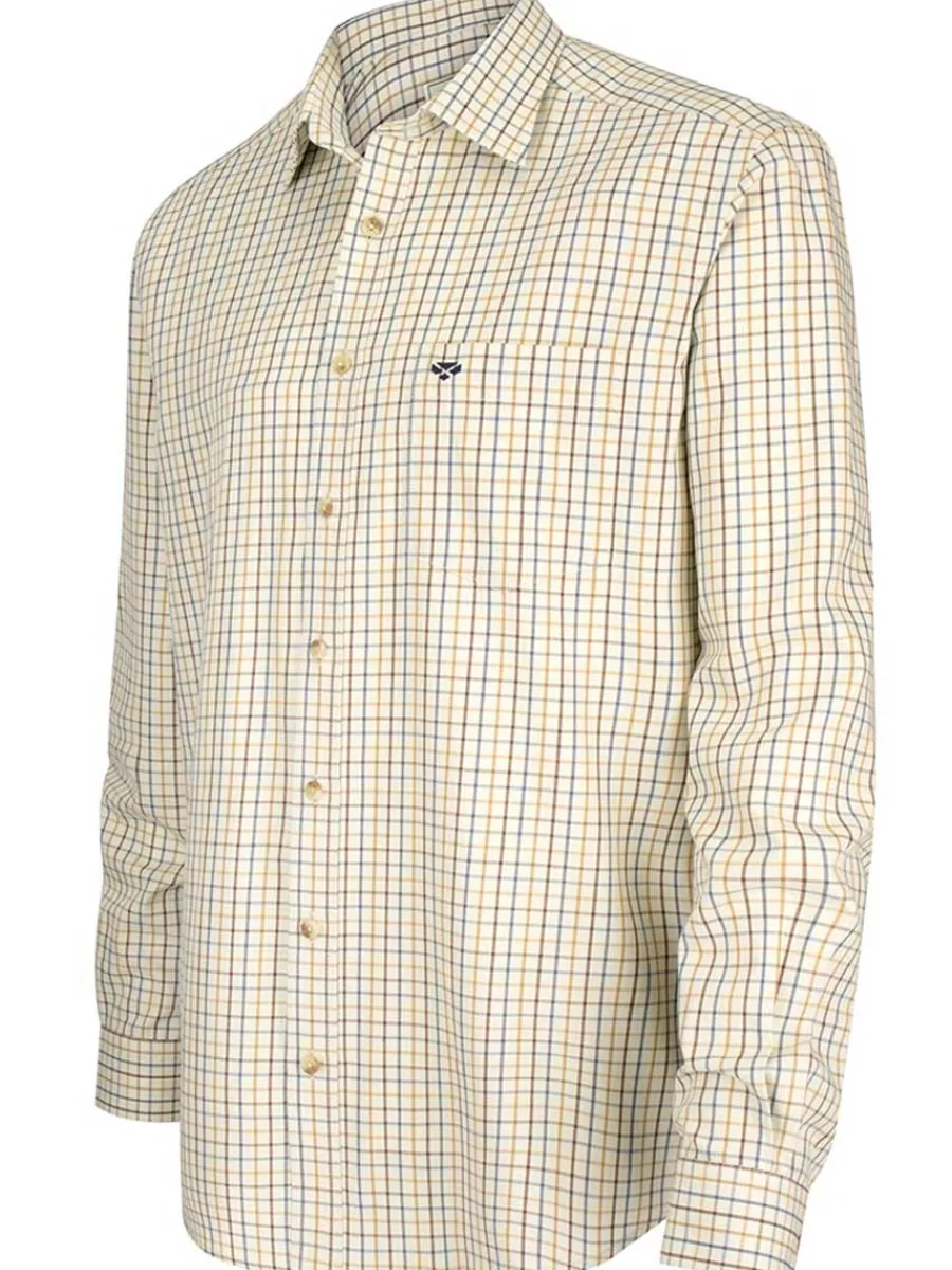 Hoggs of Fife Inverness Cotton Tattersall Shirt - Mens - Brown/Gold/Na