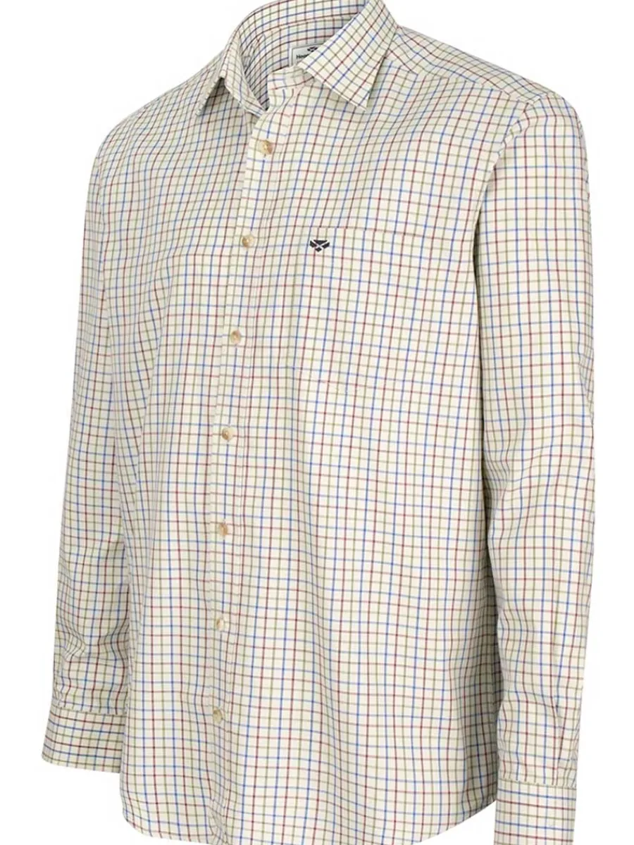 Hoggs of Fife Inverness Cotton Tattersall Shirt - Mens - Wine/Blue/Gre