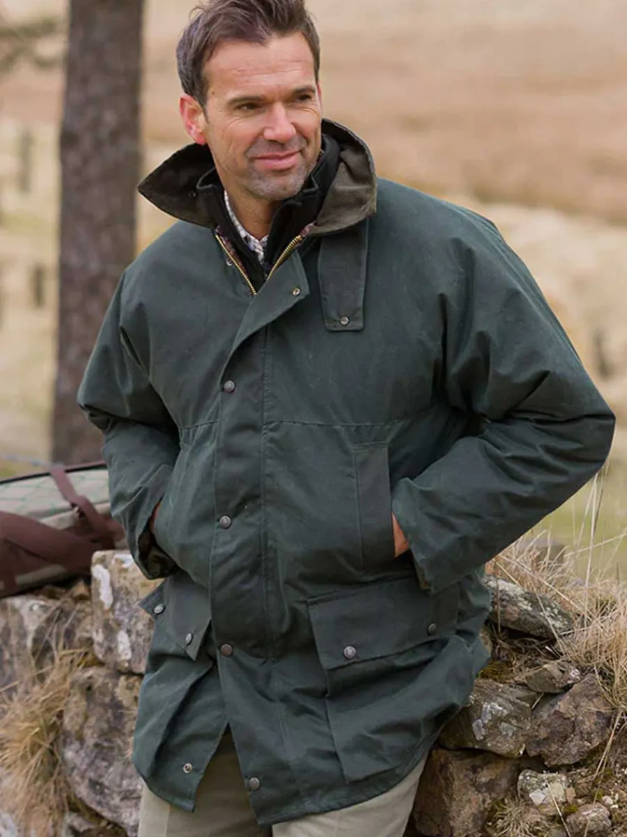 Hoggs of Fife Padded Wax Jacket - Men's - Olive