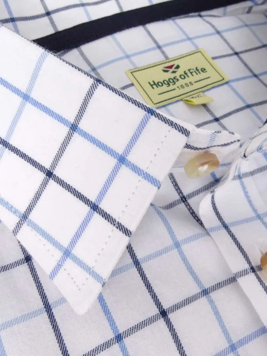 hoggs_of_fife_viscount_pr_2.webp Hoggs of Fife Viscount Premier Tattersall Shirt - Mens - White & Navy