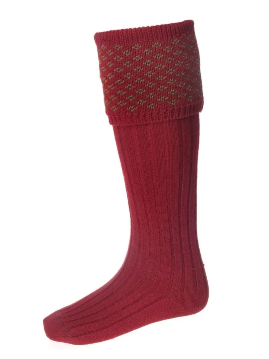 House Of Cheviot Boughton Shooting Socks - Mens - Brick Red