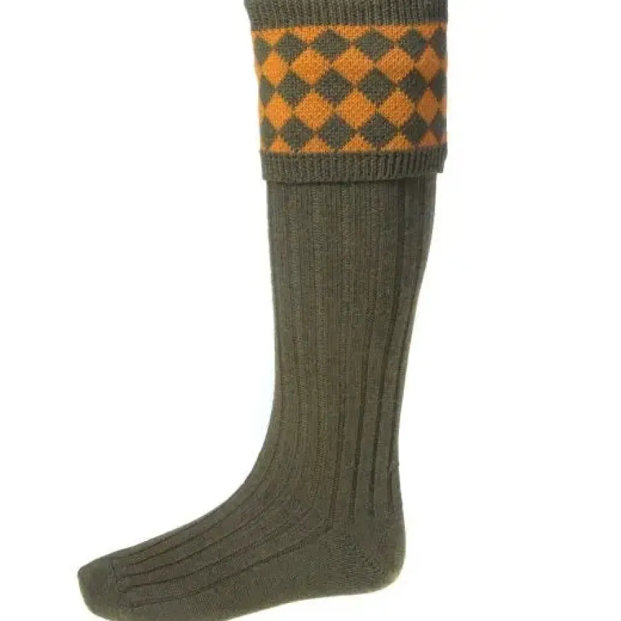 House Of Cheviot Chessboard Shooting Socks - Mens -