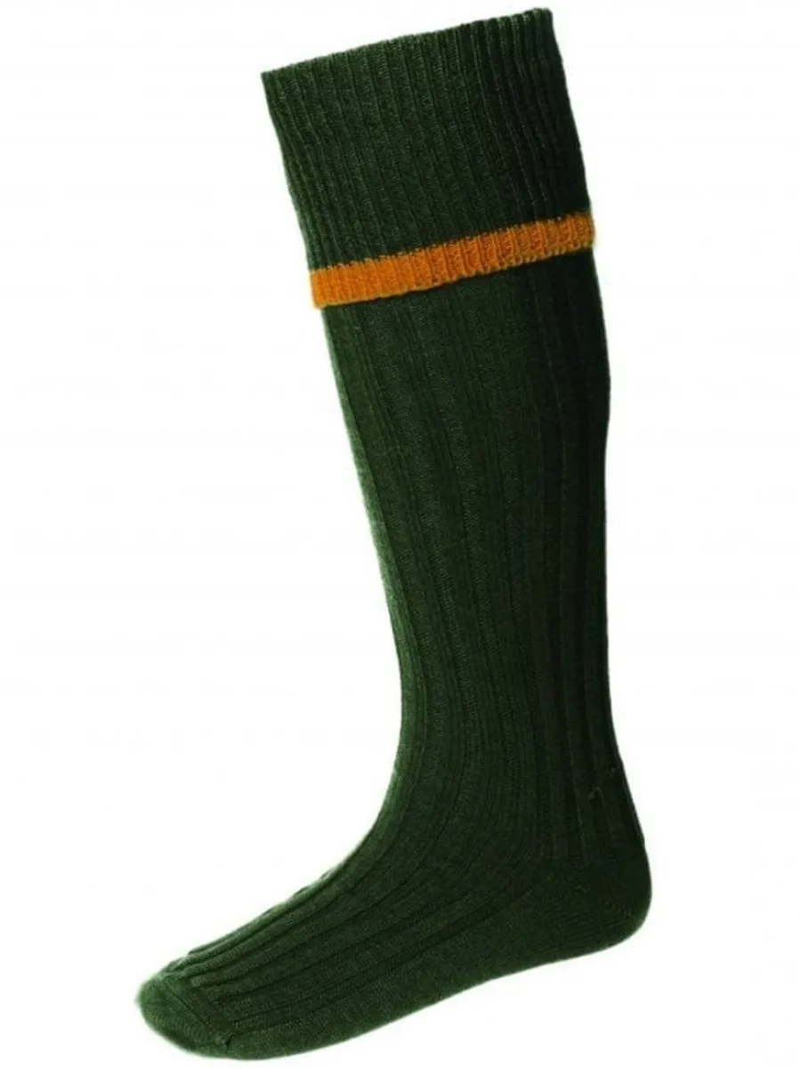 House Of Cheviot Estate Shooting Socks - Mens - Spruce & Ochre