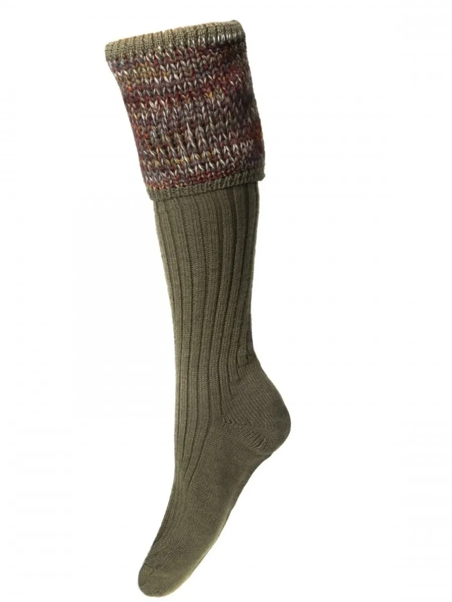 House Of Cheviot Lady Katrine Shooting Socks - Womens - Dark Olive