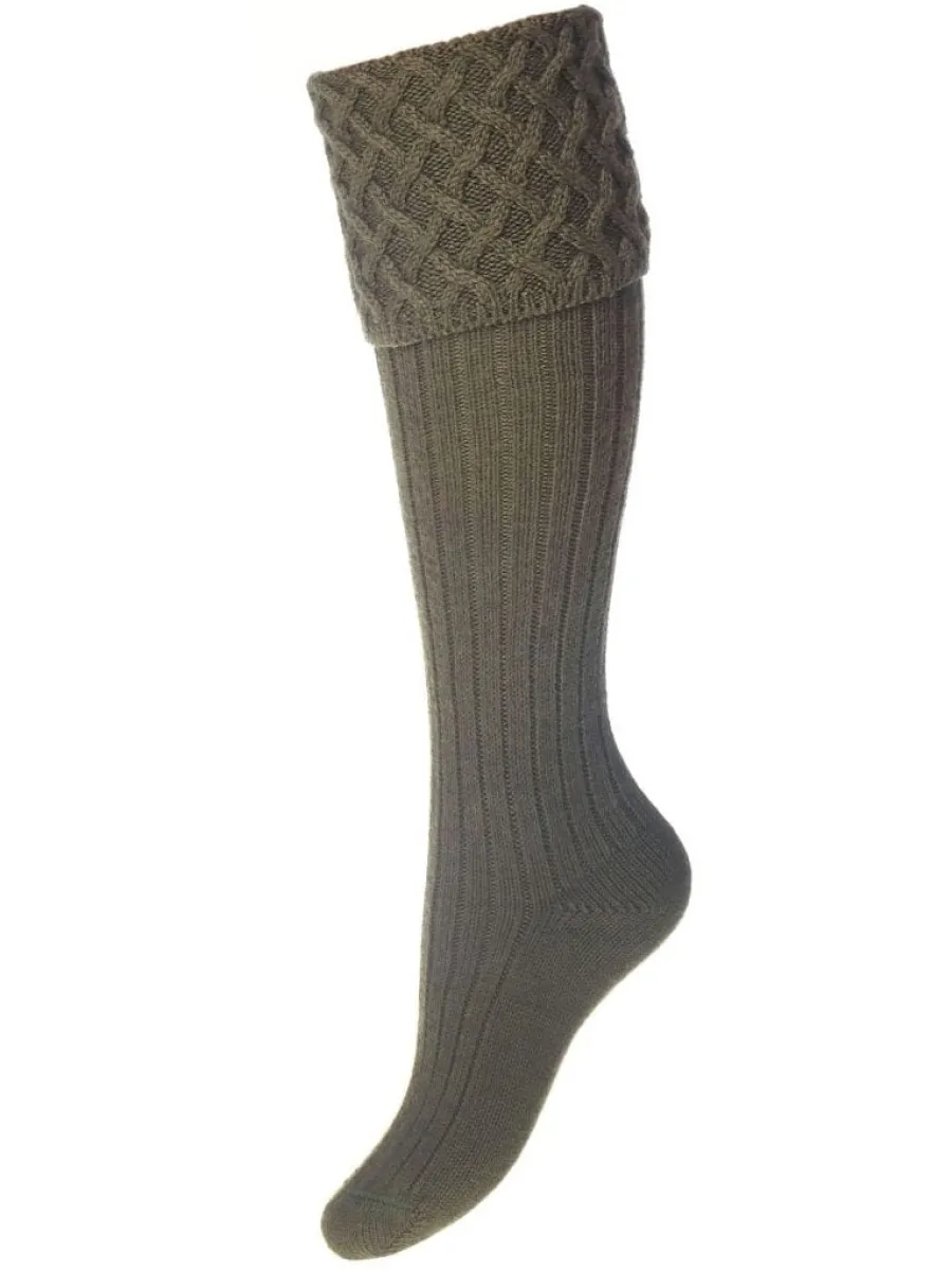 House Of Cheviot Lady Rannoch Shooting Socks - Womens - Dark Olive