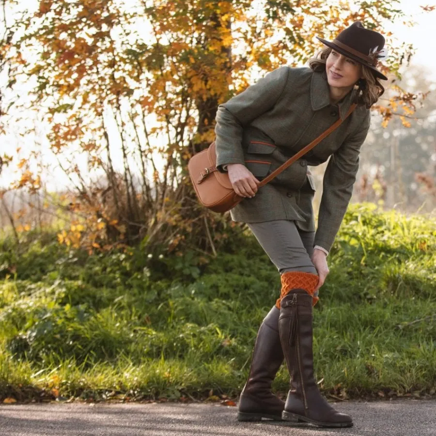 House Of Cheviot Lady Rannoch Shooting Socks - Womens - Burnt Orange