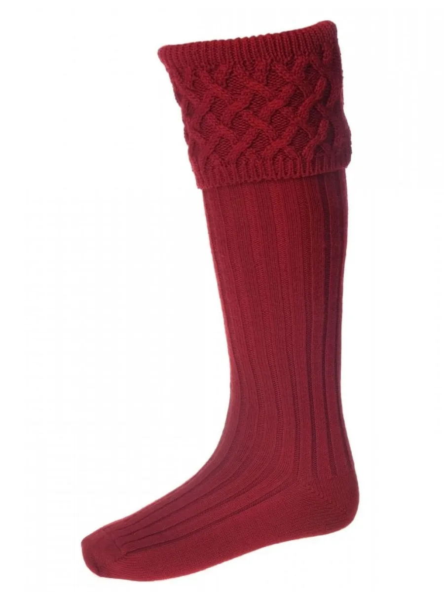 House Of Cheviot Rannoch Shooting Socks - Mens - Brick Red