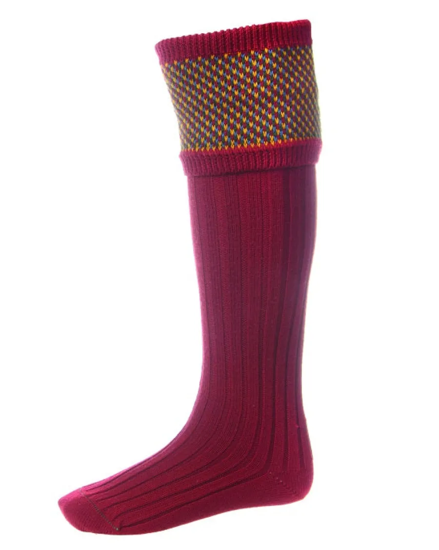 House Of Cheviot Tayside Shooting Socks - Mens - Brick Red
