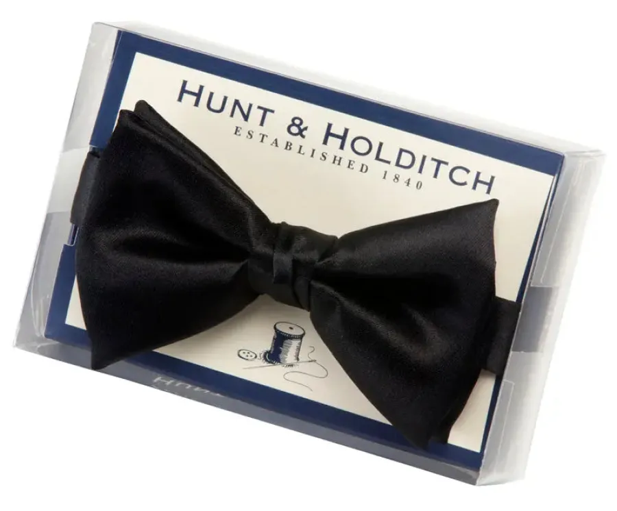 Women Hunt and Holditch HUNT & HOLDITCH Ready Tied Satin Bow Tie - Black