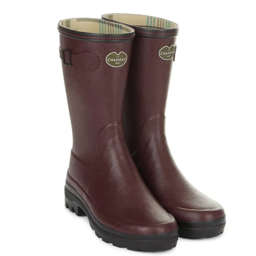 Women Le Chameau Boots - Ladies Giverny Jersey Lined Bottillon - Cherry Red