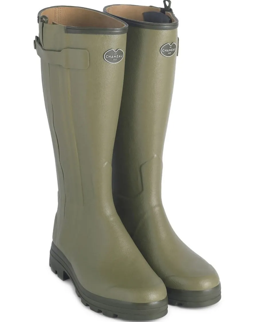 Le Chameau Chasseur Boots - Ladies Leather Lined Full Zip - Iconic Gre
