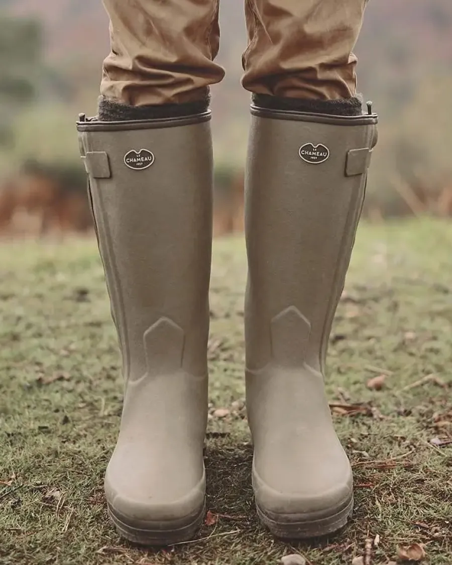 Le Chameau Chasseur Boots - Mens Leather Lined Full Zip - Iconic Green
