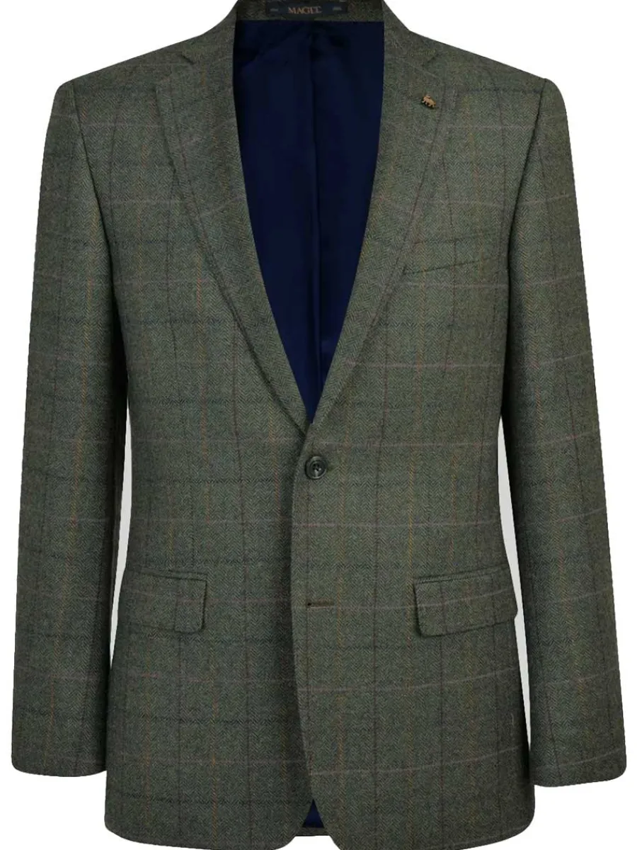 Magee Donegal Tweed Jacket - Mens Clady - Forest Green With Subtle Ove