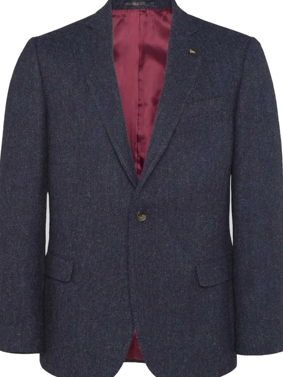 Magee Handwoven Donegal Tweed Jacket - Mens Liffey - Blue Twill