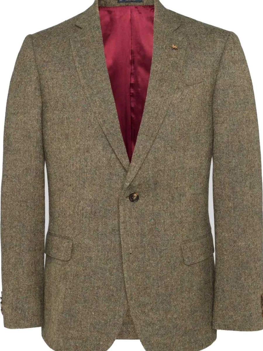 Magee Handwoven Donegal Tweed Jacket - Mens Liffey - Green Salt & Pepp