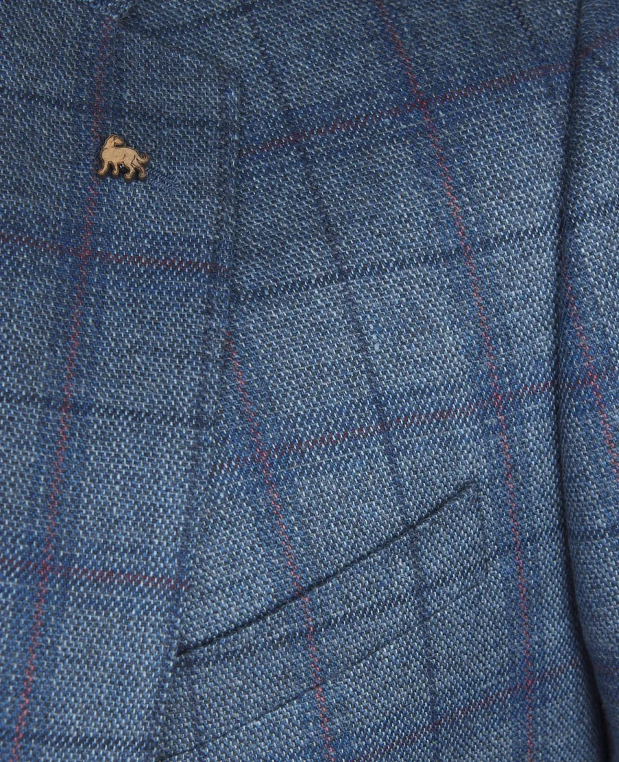 Magee Midweight Tweed Jacket - Mens Finn Patch Pocket - Blue with Navy