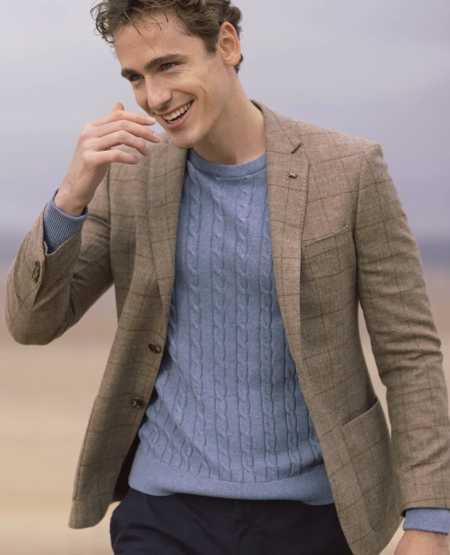 Magee Midweight Tweed Jacket - Mens Finn Patch Pocket - Oatmeal with B