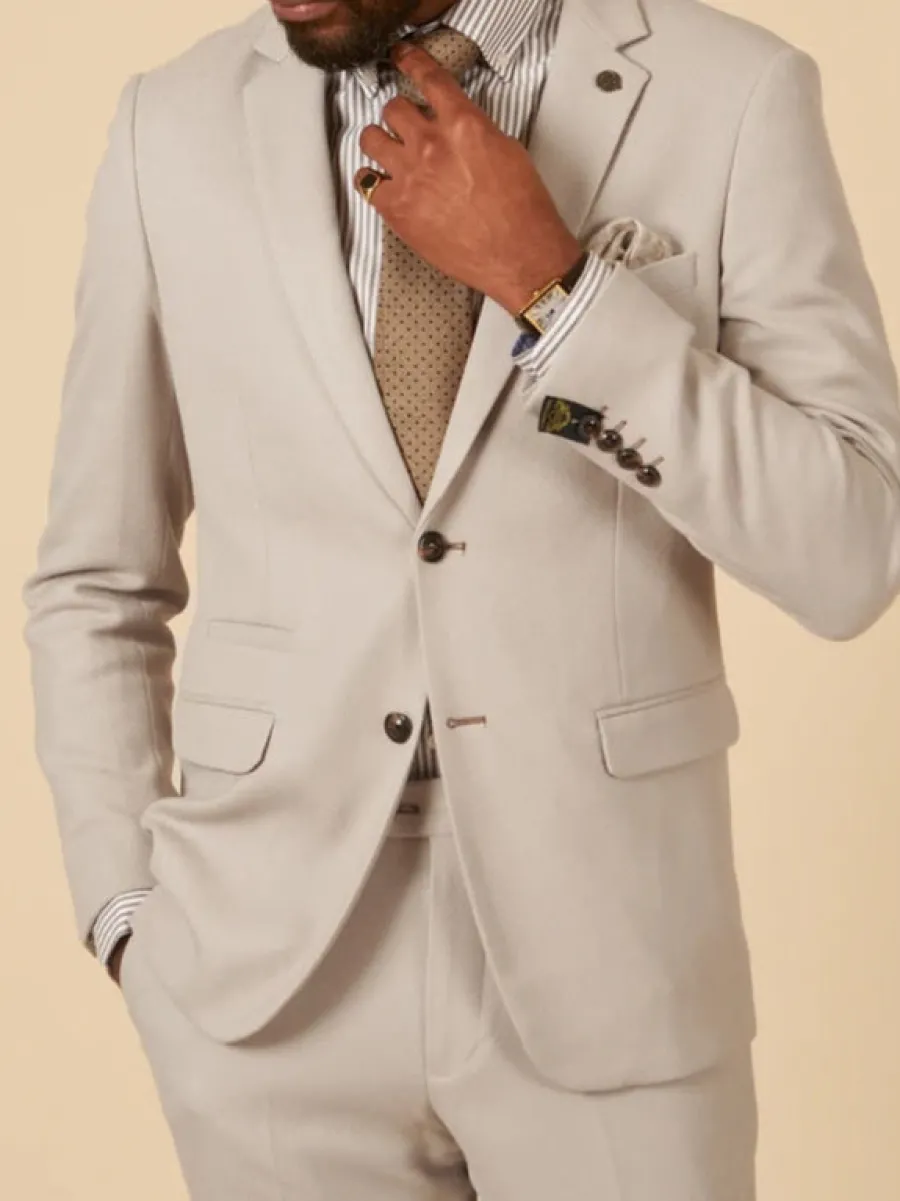 Marc Darcy HM5 Tailored Blazer - Mens Slim Fit - Stone