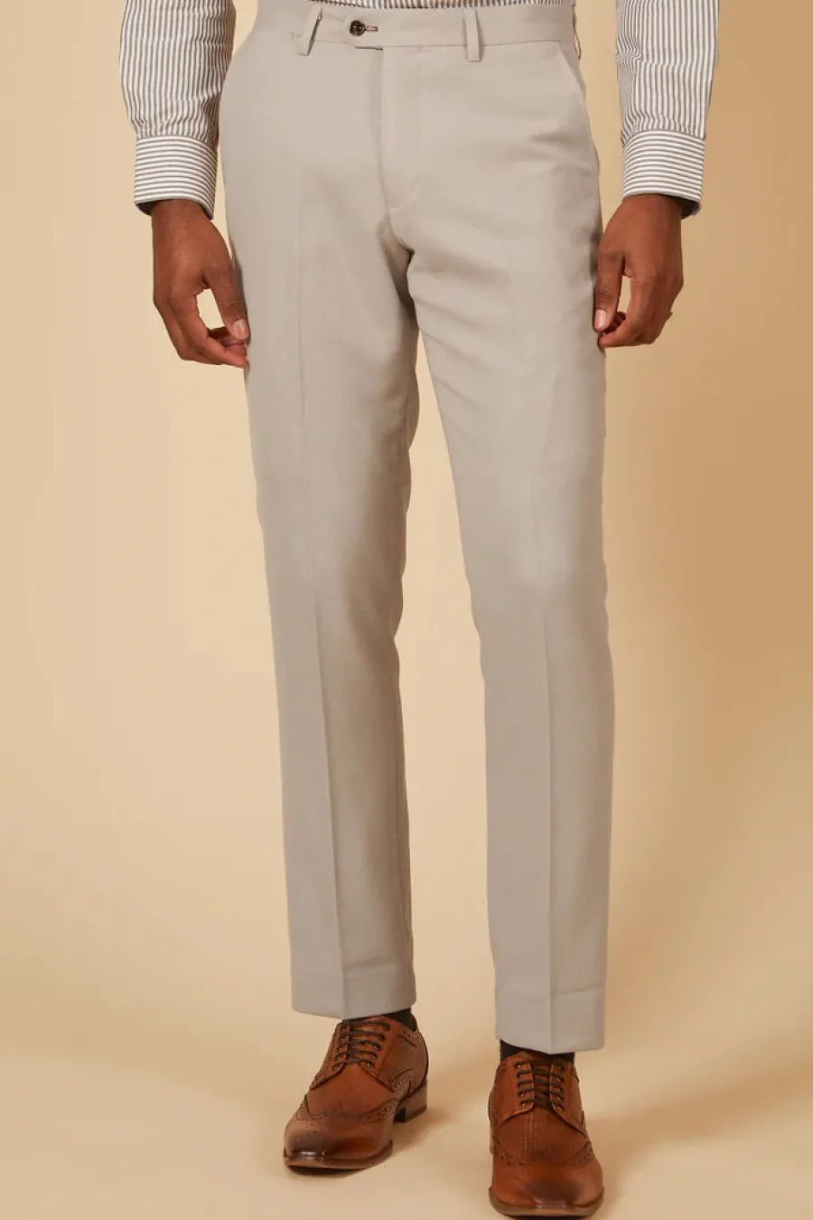 Marc Darcy HM5 Tailored Trousers - Mens Slim Fit - Stone