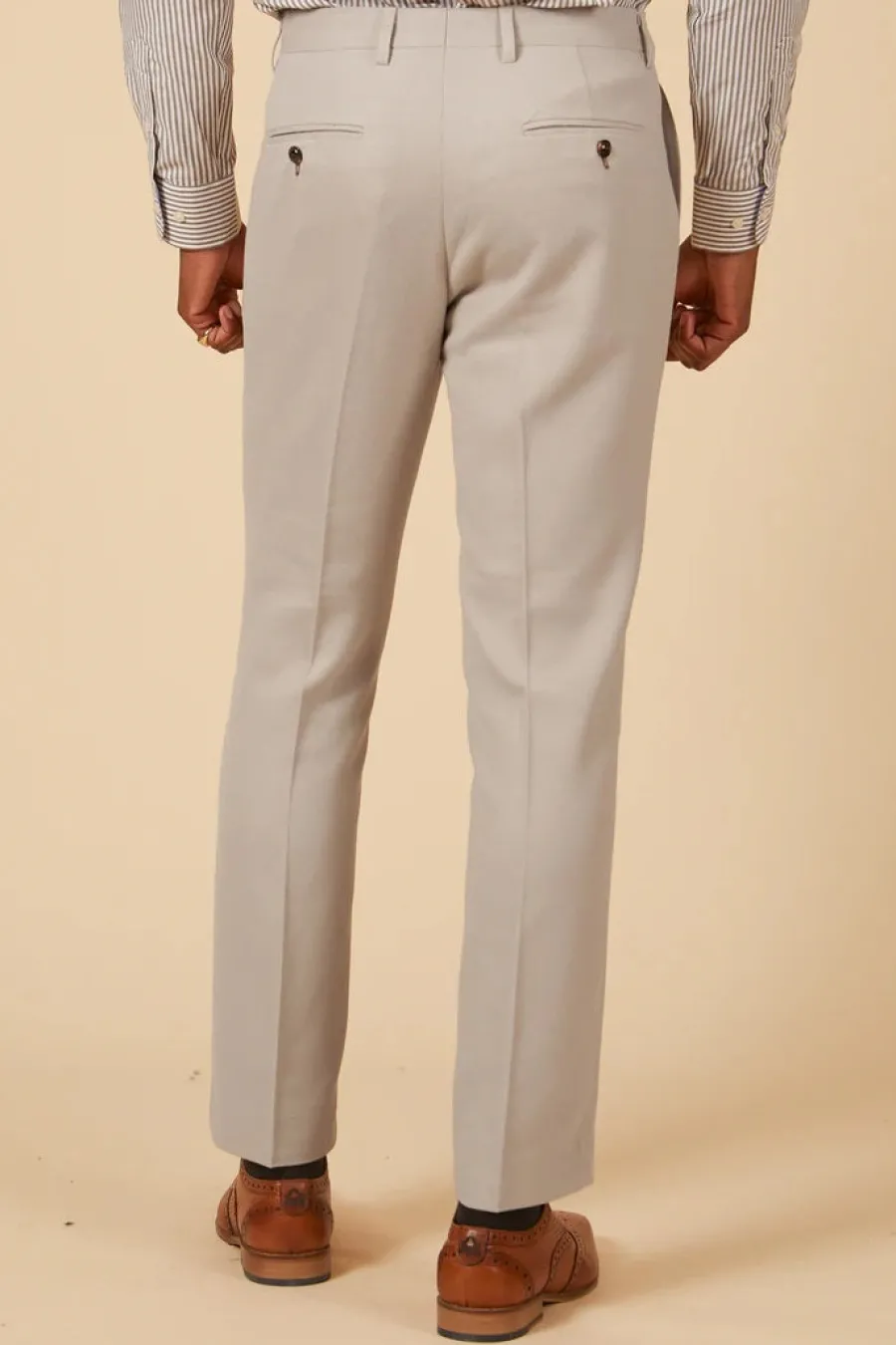 Marc Darcy HM5 Tailored Trousers - Mens Slim Fit - Stone
