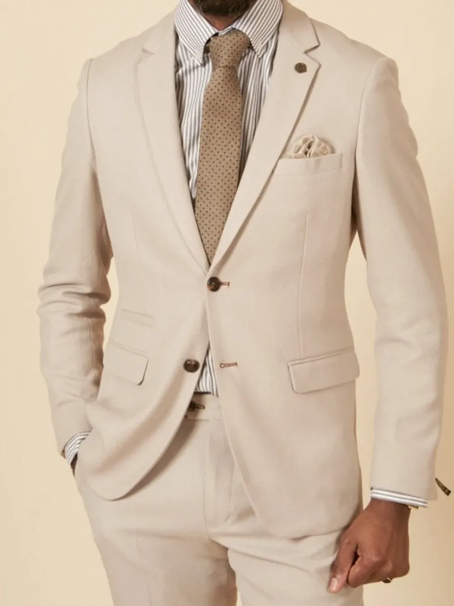 Marc Darcy HM5 Tailored Two Piece Suit - Mens Slim Fit - Stone