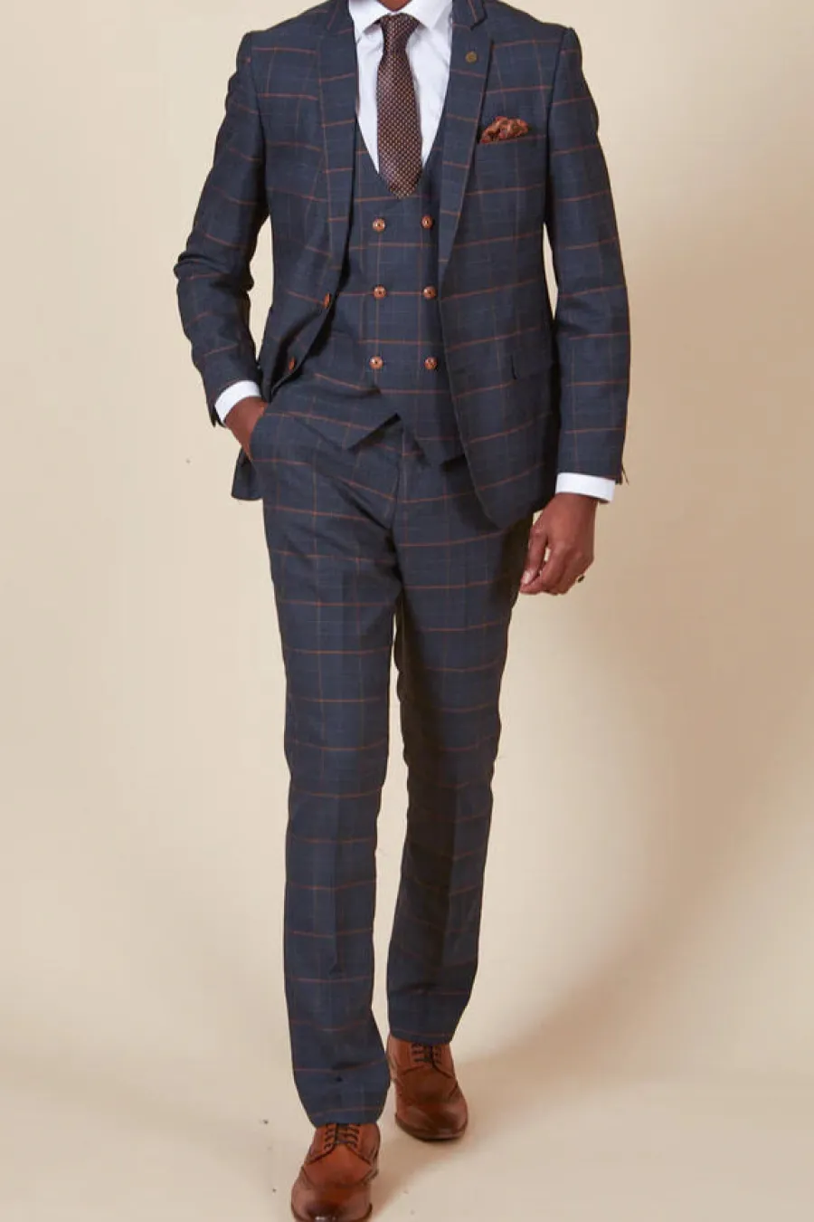 Marc Darcy Jenson Blazer - Mens Slim Fit - Marine Navy Check