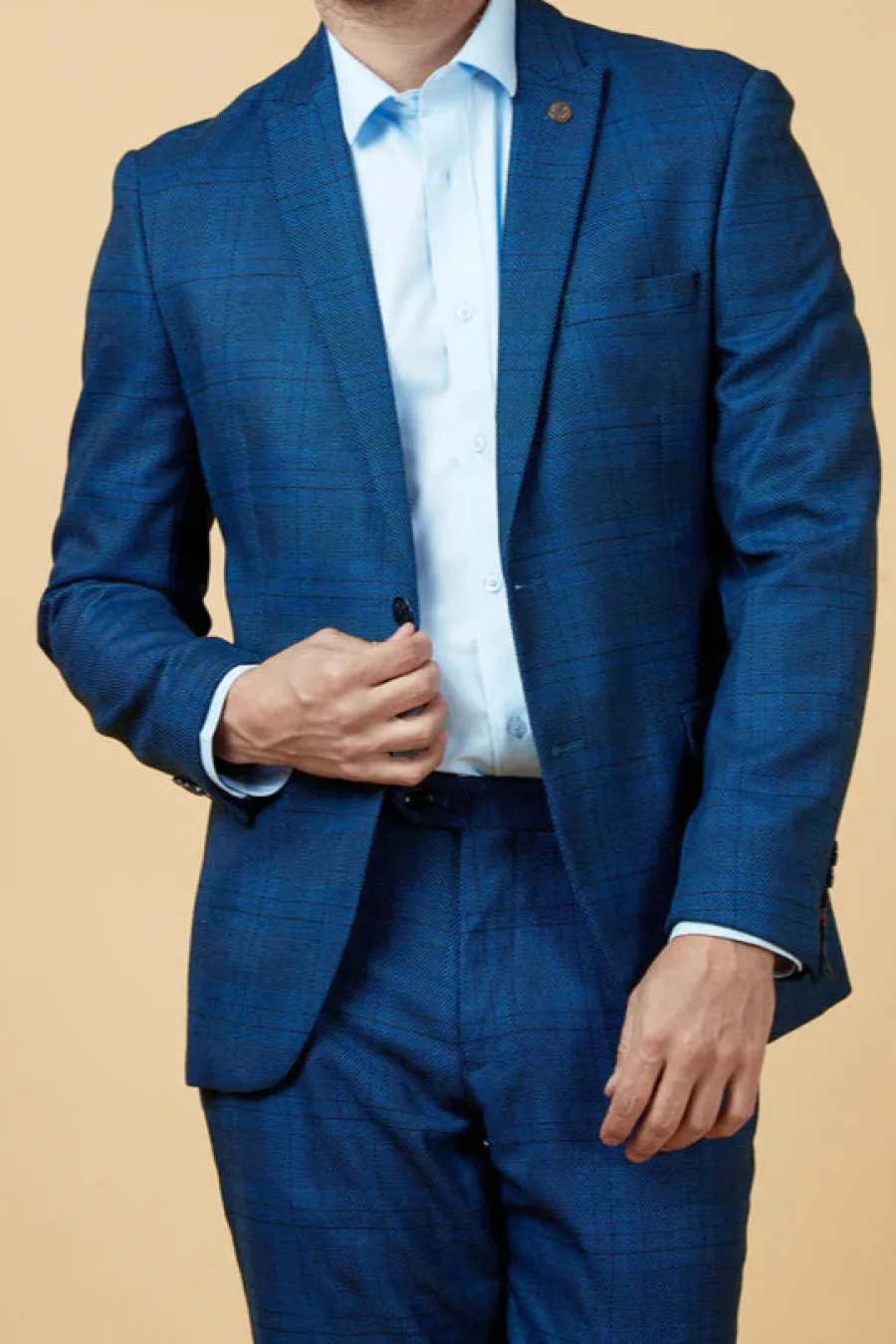 Marc Darcy Jerry Blazer - Mens Slim Fit - Blue Check