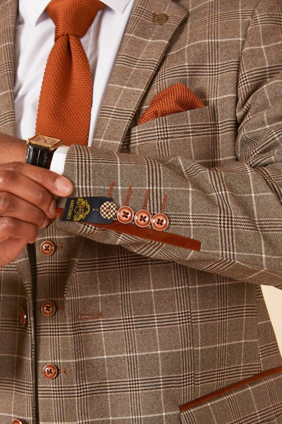 Marc Darcy Ray Blazer - Mens Slim Fit - Tan Check