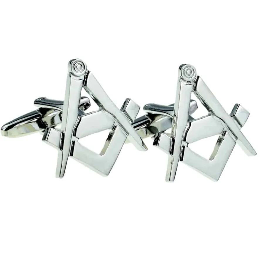 A Farley Masonic Cufflinks - Square & Compass Gilt Cufflinks - Silver