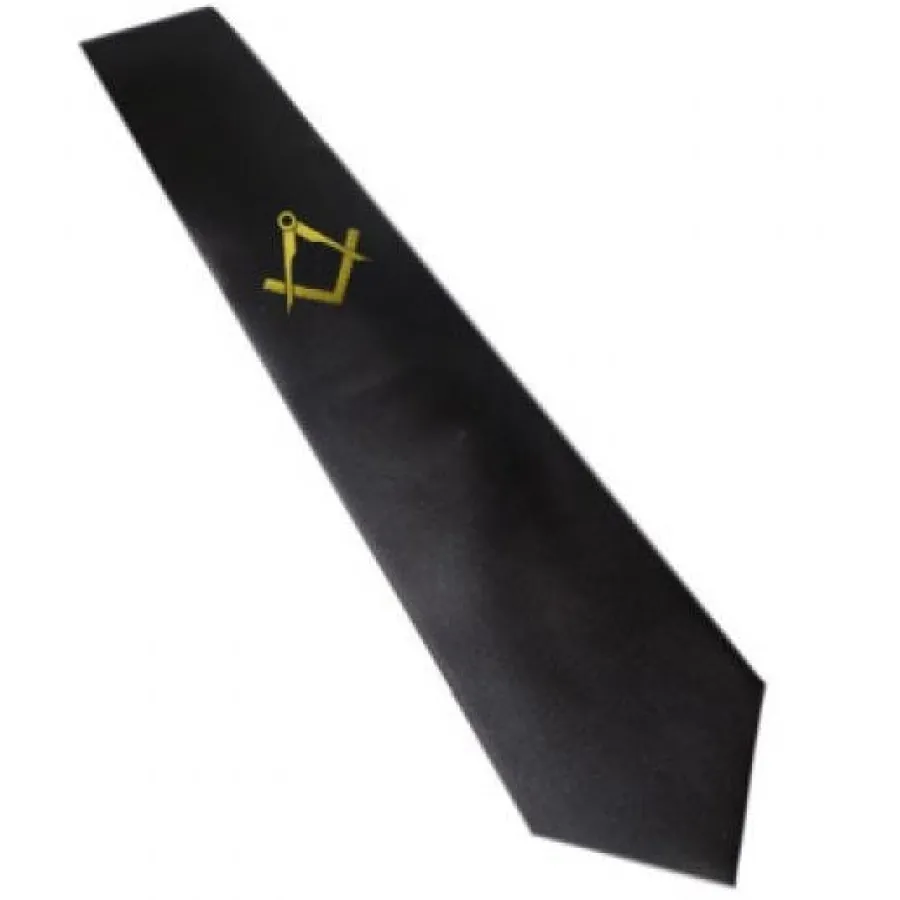 Women A Farley Masonic Tie - Mens With Gold Masonic Design - Black